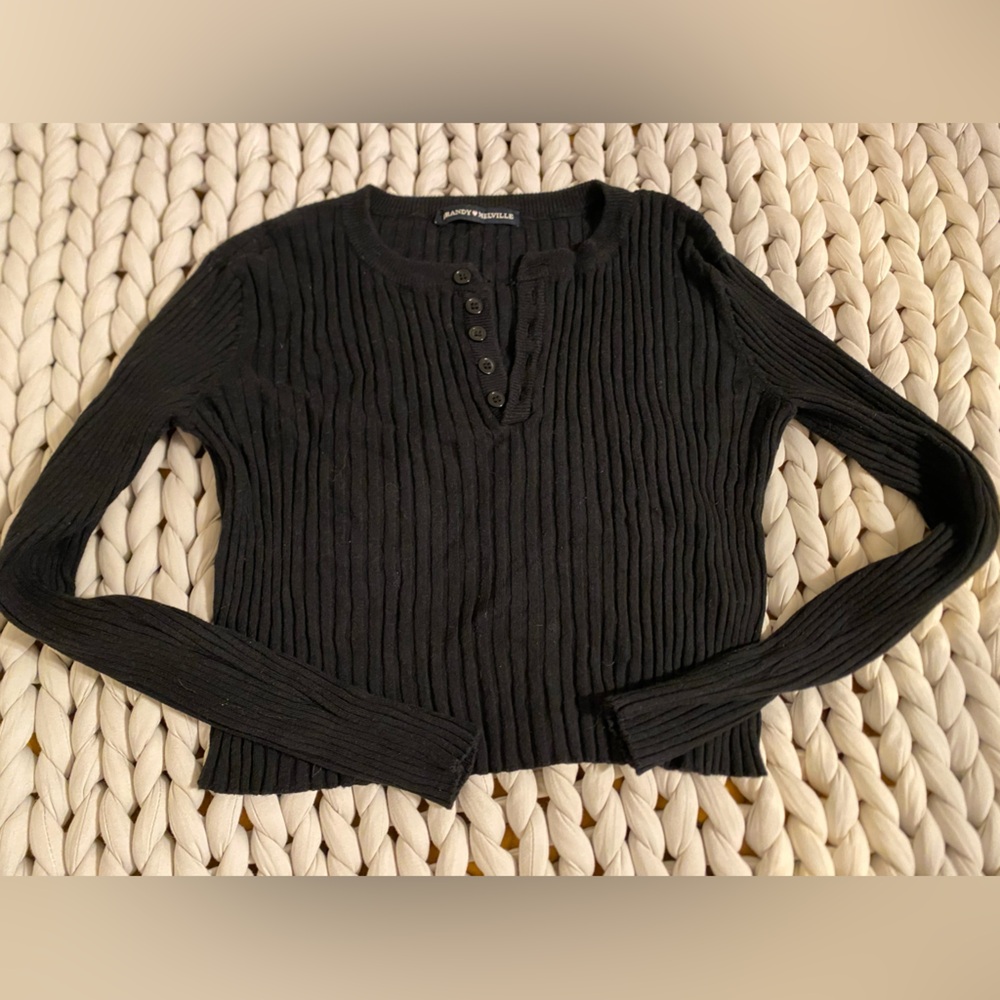 Brandy Melville Black Ribbed Long Sleeve